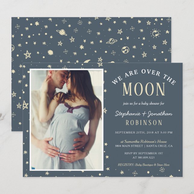 Estamos Sobre La Invitación De Baby Shower Fotográ (Anverso / Reverso)