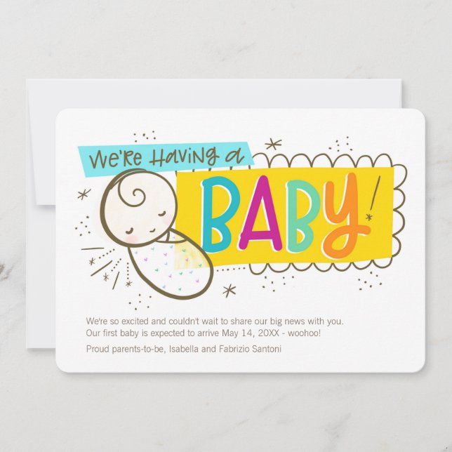 Estamos teniendo un bebé, Invitación de embarazo (Anverso)