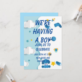 Estamos Teniendo una Invitación de Baby Shower par
