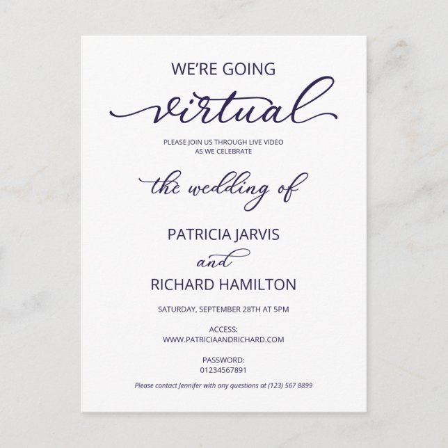 Estamos yendo virtual Invitación de boda en línea (Anverso)