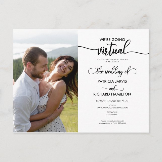 Estamos yendo virtual Invitación de boda en línea (Anverso)