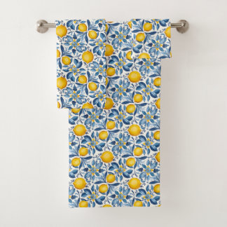 Estampa botánica de limón azul y amarillo de veran