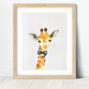 Estampa de arte de pajarita de jirafa safari jungl