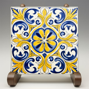 Estampa de Azulejo Amarillo Fleur-de-Lis
