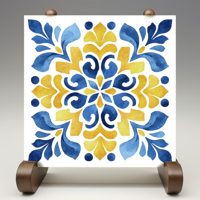 Estampa de Azulejo con Flor de Lis Amarilla (Subido por el creador)