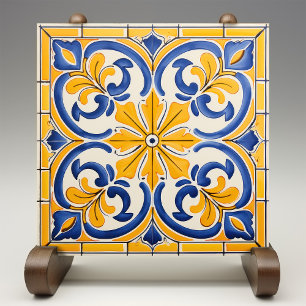Estampa de Azulejo Fleur-de-Lis Dorada