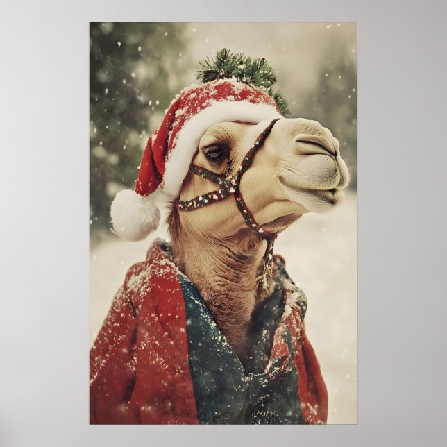 Estampa de camello de Navidad, Arte de pared de va (Frente)
