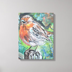 Estampa en lienzo expressionista del petirrojo eur