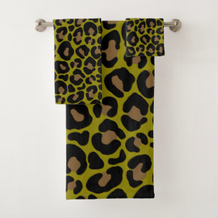 estampado animal leopardo negro y verde oliva