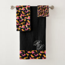 Estampado animal monograma rosa naranja negro
