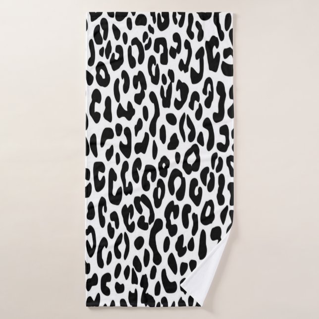 Estampado Clásico de Leopardo en Blanco y Negro (Toalla de baño)