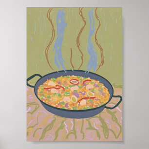 Estampado de Arte de Paella Española Siseante Coci