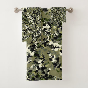 Estampado de Camuflaje Verde Negro Crema