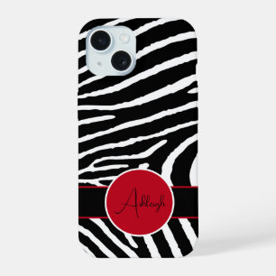 Estampado de cebra negro, blanco y rojo