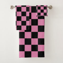 Estampado de cuadros negros y rosas