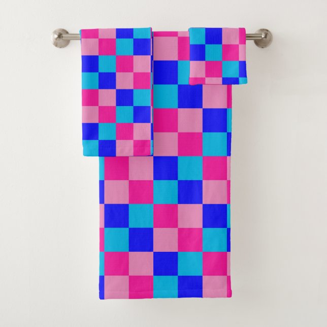 Estampado de cuadros rosas y azules (In situ)
