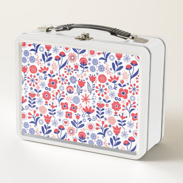 Estampado de flores azul y coralino (Anverso)