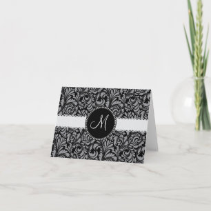 Estampado de flores gris negro inicial del damasco