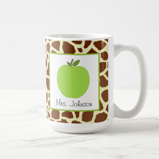 Estampado de girafa de Apple del verde de la taza (Derecha)