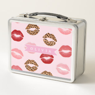 Estampado de labios con patrón de leopardo rosa ch