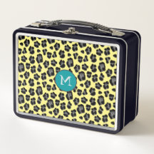 Estampado de leopardo amarillo y gris con monogram