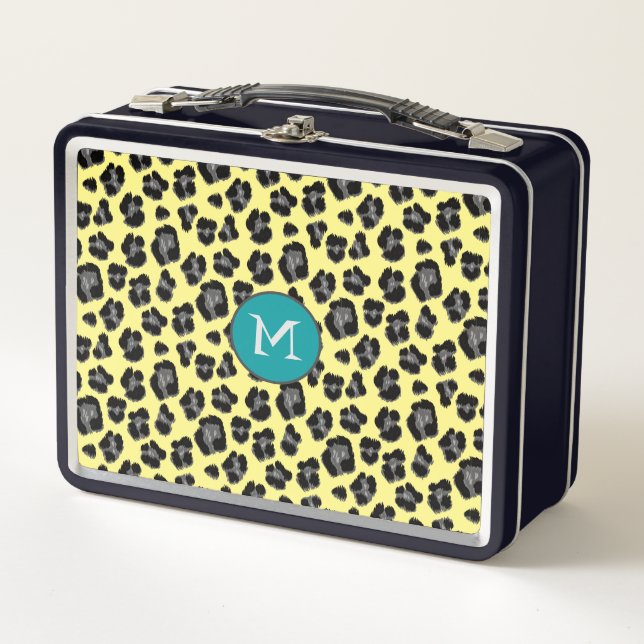 Estampado de leopardo amarillo y gris con monogram (Anverso)