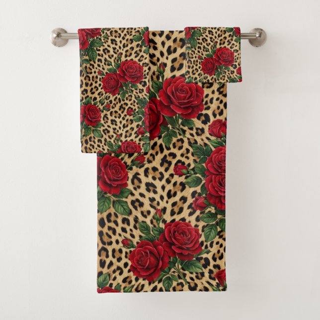 Estampado de leopardo con rosas rojas  (In situ)