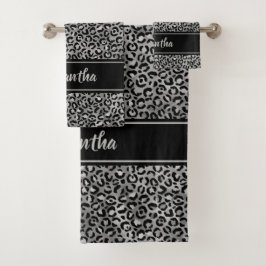 Estampado de leopardo gris plateado negro Chic Per