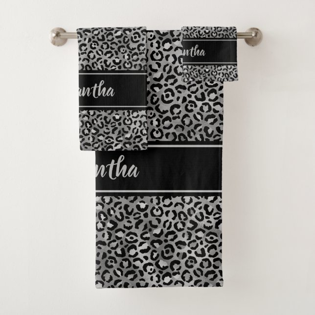 Estampado de leopardo gris plateado negro Chic Per (In situ)