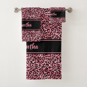 Estampado de leopardo negro rosa Chic Personalizad