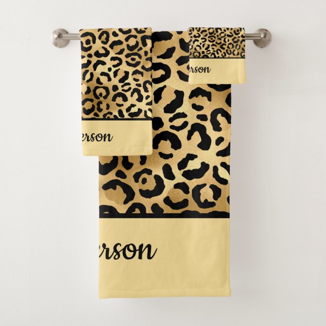 Estampado de leopardo negro y dorado con monograma (In situ)