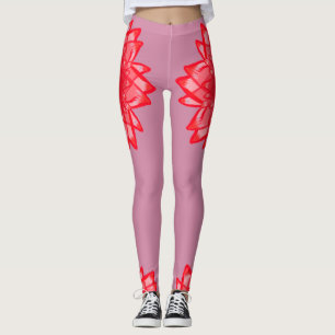 Estampado de plores rojo el su legging adaptable