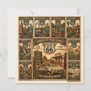 Estampado de viaje por la carretera de la ruta 66 