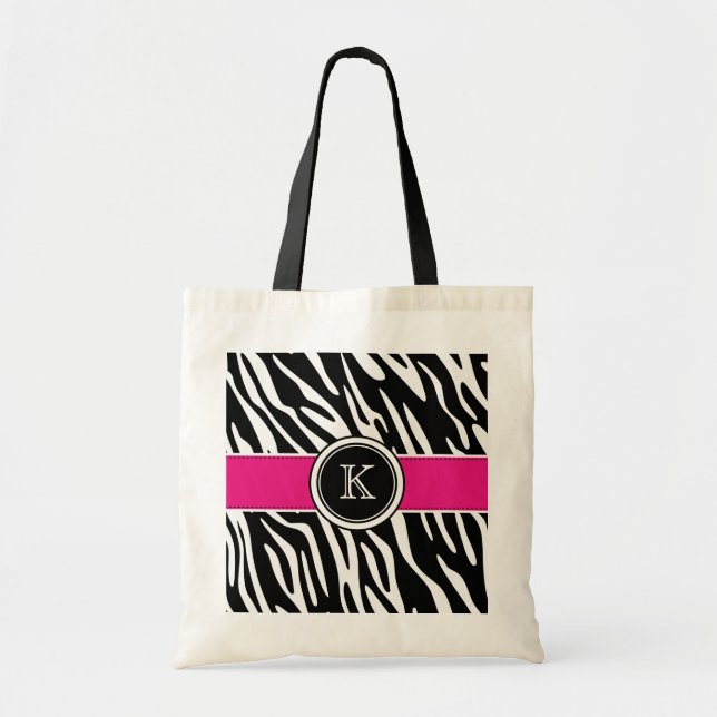 Estampado de zebra del monograma con la bolsa de (Frente)