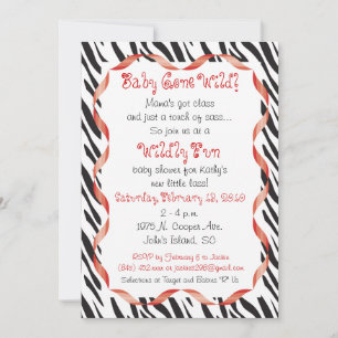 Estampado de zebra y invitación roja de Baby