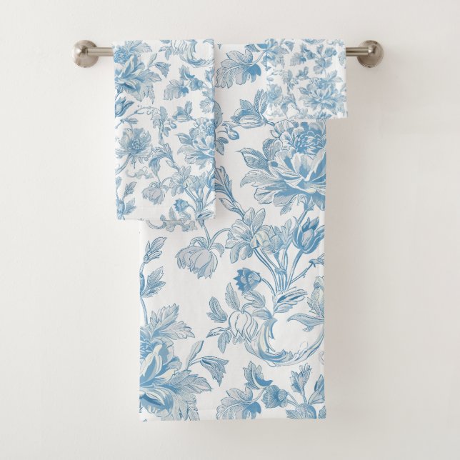 Estampado floral azul Toile-de-jouy Chinoiseries (In situ)