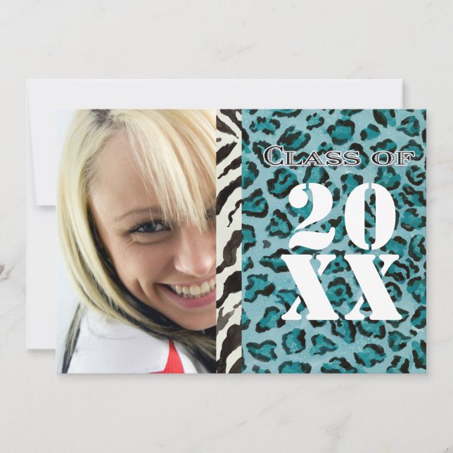 Estampado leopardo de la cebra, invitación de la (Anverso)