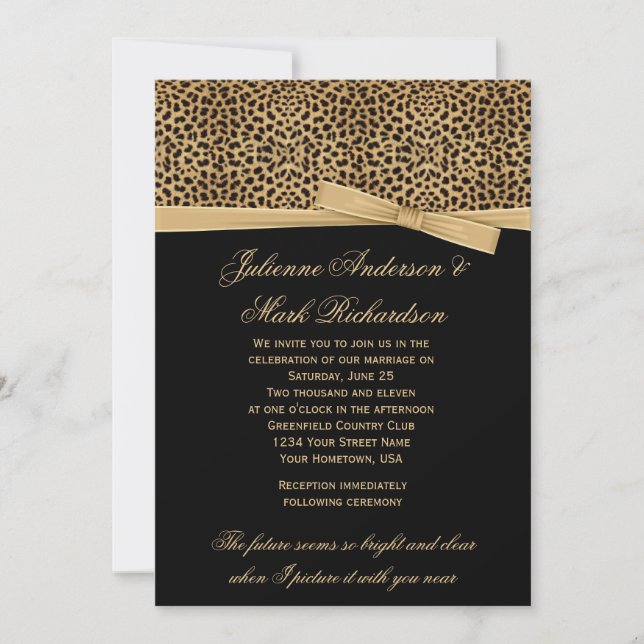 Estampado leopardo en la invitación negra de la (Anverso)