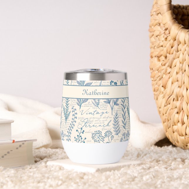 Estampado Toile Francés de Flor Silvestre Azul Vin (Sala de estar (girada))