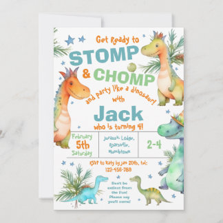 ¡ESTAMPIDO! ¡CHOMP! Invitación a la fiesta de cump