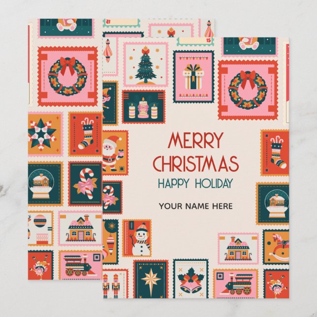 Estampillas de correo de los ornamentos de Navidad (Anverso / Reverso)