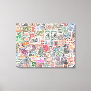 Estampillas de todo el mundo, arte único de tela