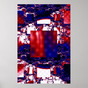 Estancamiento Arte fractal rojo y azul