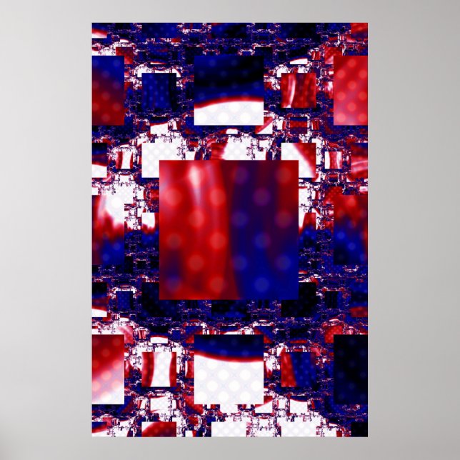 Estancamiento | Arte fractal rojo y azul (Frente)