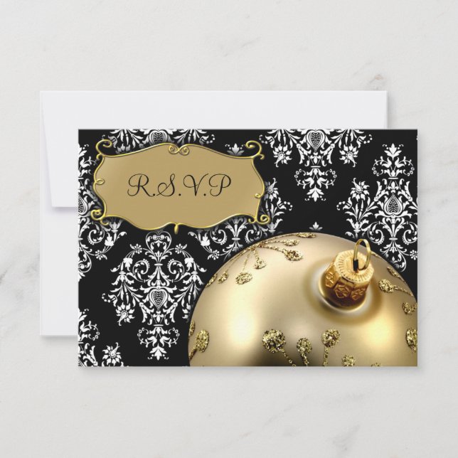 estándar rsvp de boda de invierno de oro 3,5 x 5 (Anverso)