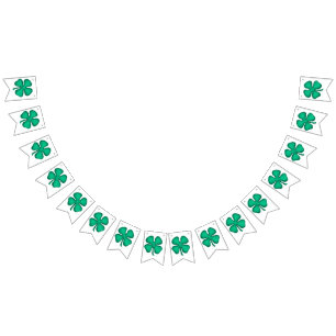 Estandarte de banderines blanco de trébol irlandés