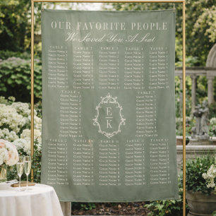 Estandarte de cartel de asientos de boda de tela v