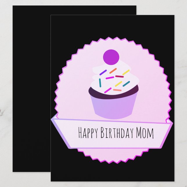 Estandarte de Cumpleaños Feliz Cupcake de Neón (Anverso / Reverso)