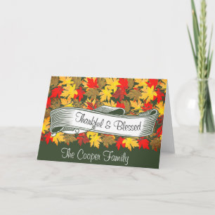 Estandarte de hojas de otoño tarjeta personalizada