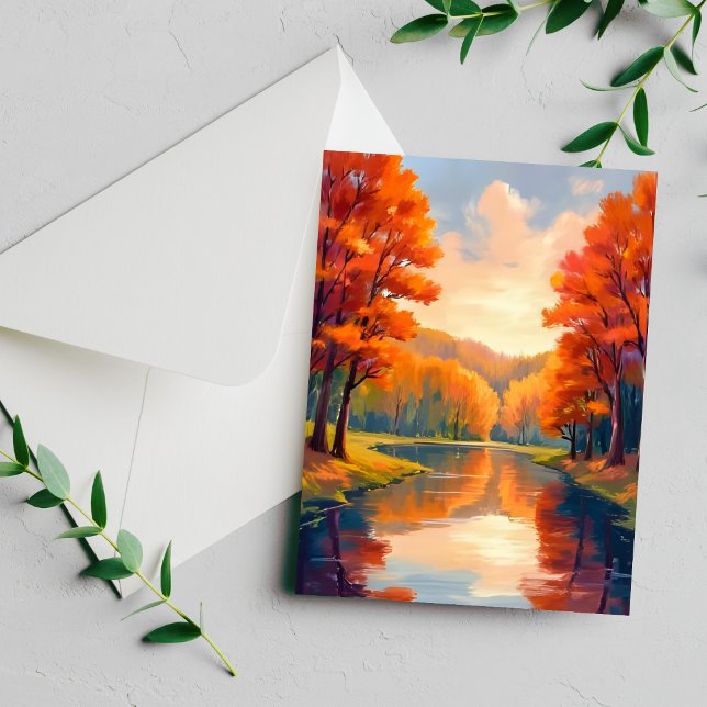 Estanque de otoño | Tarjeta de naturaleza de acuar (Subido por el creador)